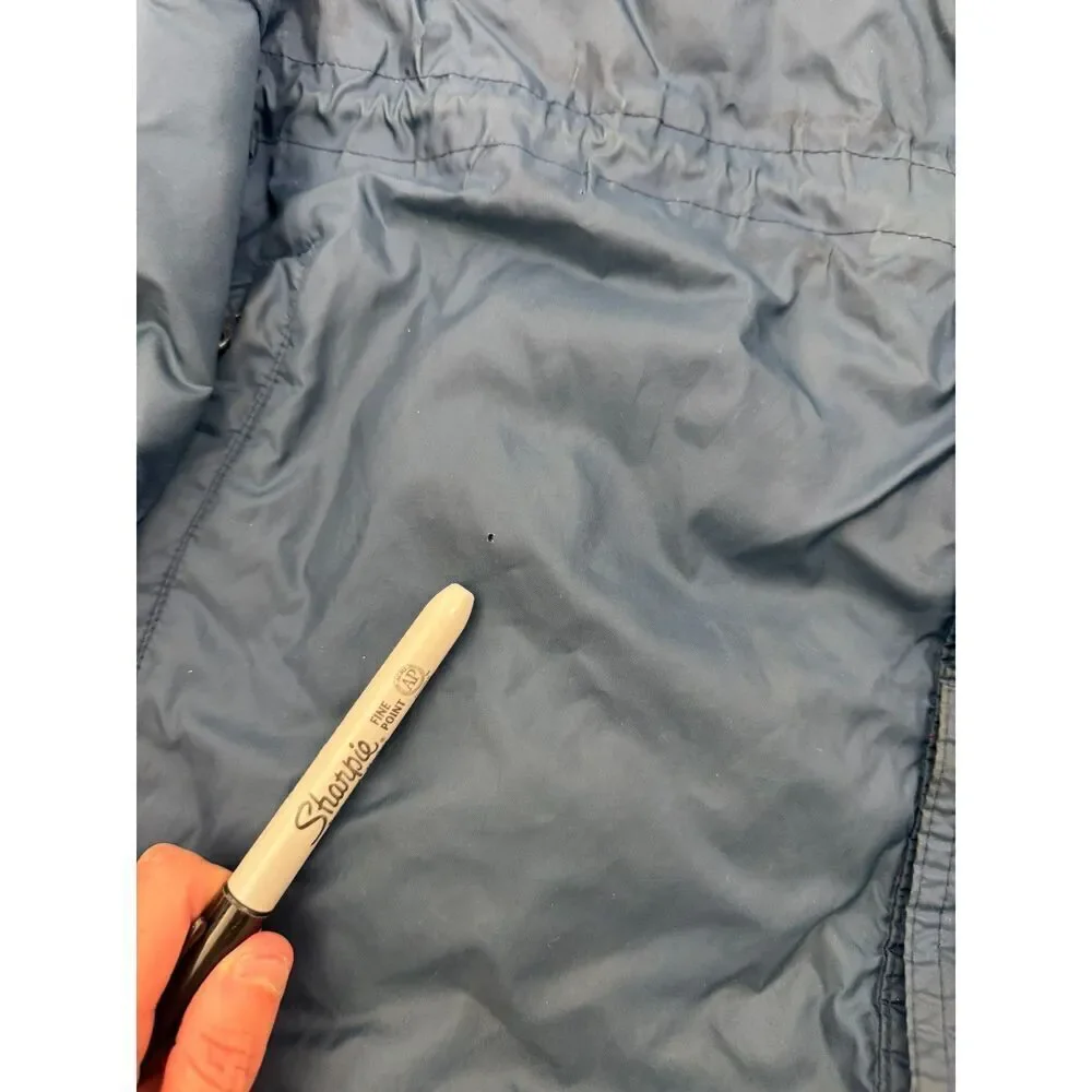 Vtg Helly Hansen Packable Rain Jacket Blue Hooded Full Zip Pockets Men's M *Read